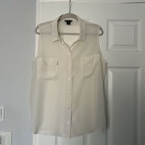 Moda International Women Ivory Sleeveless Silk Top XL